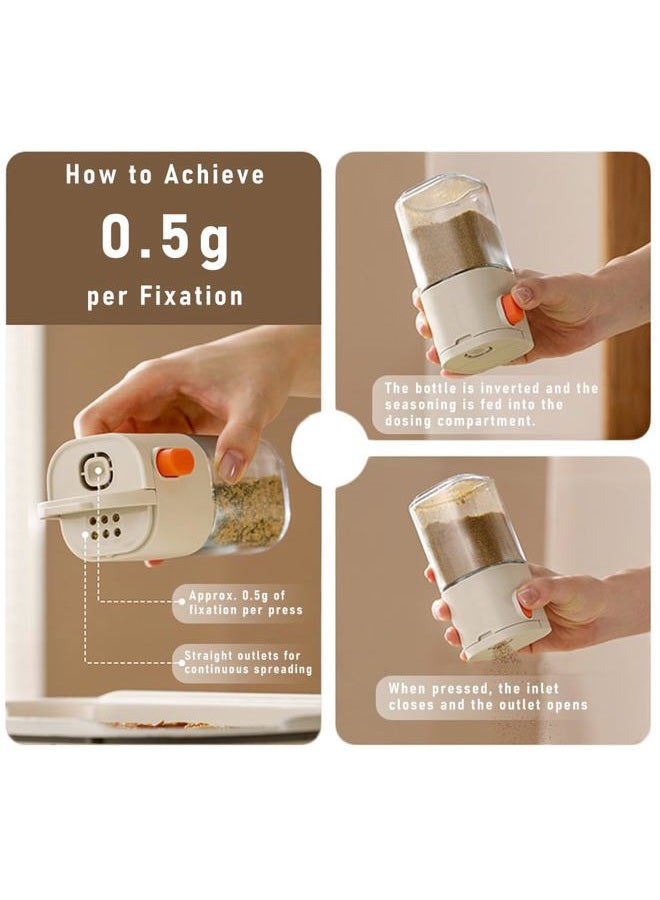koofull Measure Seasoning Bottle, Salt Shaker or Pepper Shaker, Kitchen Must have, Glass Metering Spice Salt Paprika Pepper Cumin Powder Sugar Dispenser Spice Jar, BPA Free (Beige) - Image 4