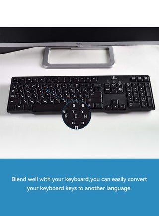 3 عبوات من ملصقات لوحة المفاتيح الروسية المتينة، مقاومة للغبار، مقاومة للماء، قوية الالتصاق، خلفية سوداء بأحرف بيضاء، لأجهزة الكمبيوتر المحمول وأجهزة الكمبيوتر المكتبية (روسي-أسود) - view 3