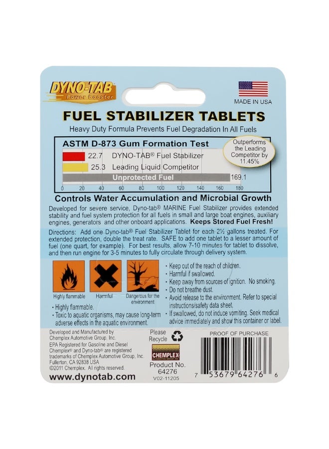 داينو-تاب دينوتاب مثبت وقود 64276 – لمحركات القوارب | يزيل الماء ويضمن تشغيلًا سريعًا | يقلل تراكم الكربون والانبعاثات | تركيبة خاصة للبحرية | عبوة 6 أقراص (قرص واحد يعالج 10 لترات - Image 2