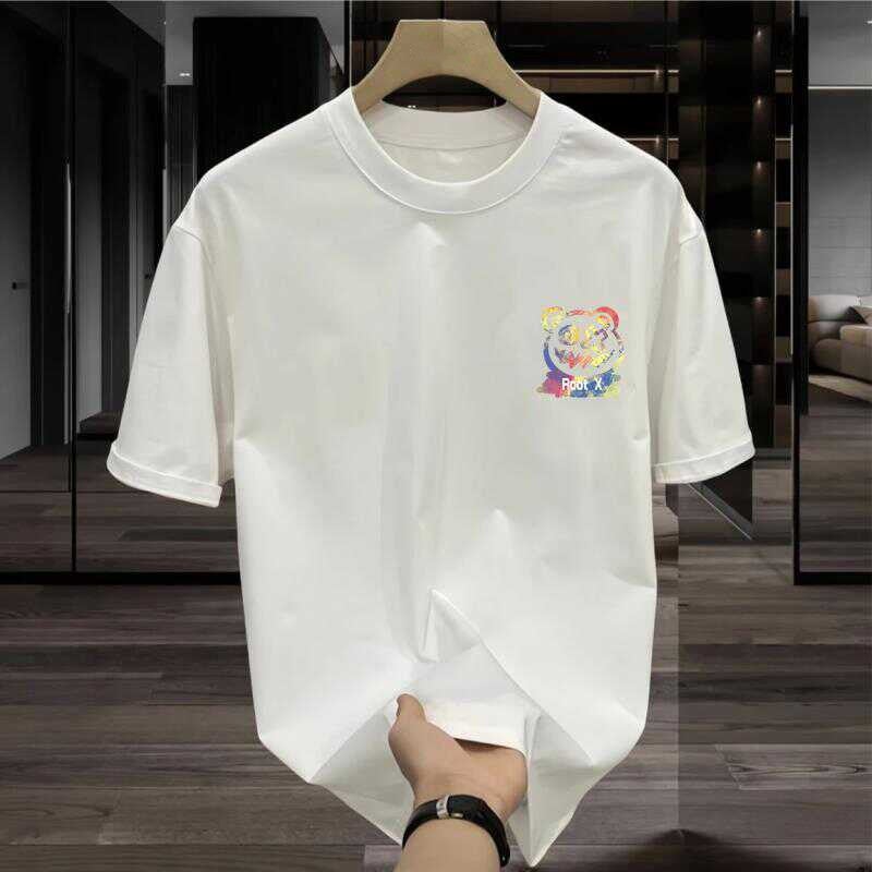 Summer Short-sleeved Men's T-shirt Loose Printed Puffy Shuaogao Street Round Neck Pure Cotton 2024 Fashionable Printed Ins Top Clothes - Image 1