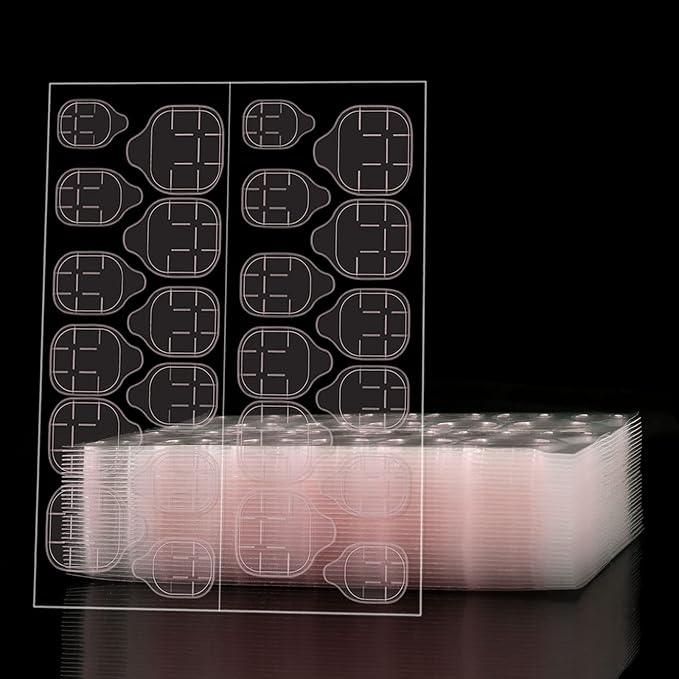 Laza 240pcs Breathable Adhesive Tabs Fake Nail Glue Sticker 10 Sheets Super Sticky Double Sided Tips Germany Jelly Gel Flexible for Acrylic False Nails Manicure Tape