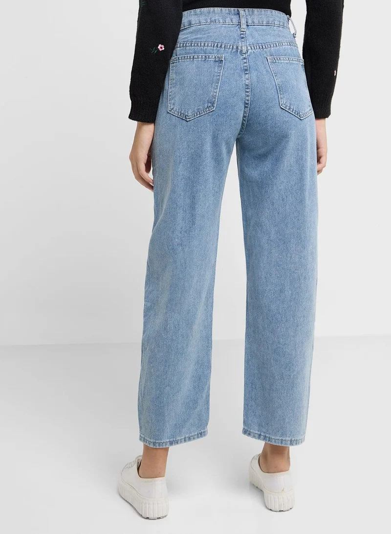 Ginger  Wide Leg Crop Jeans for Women | Best Price UAE