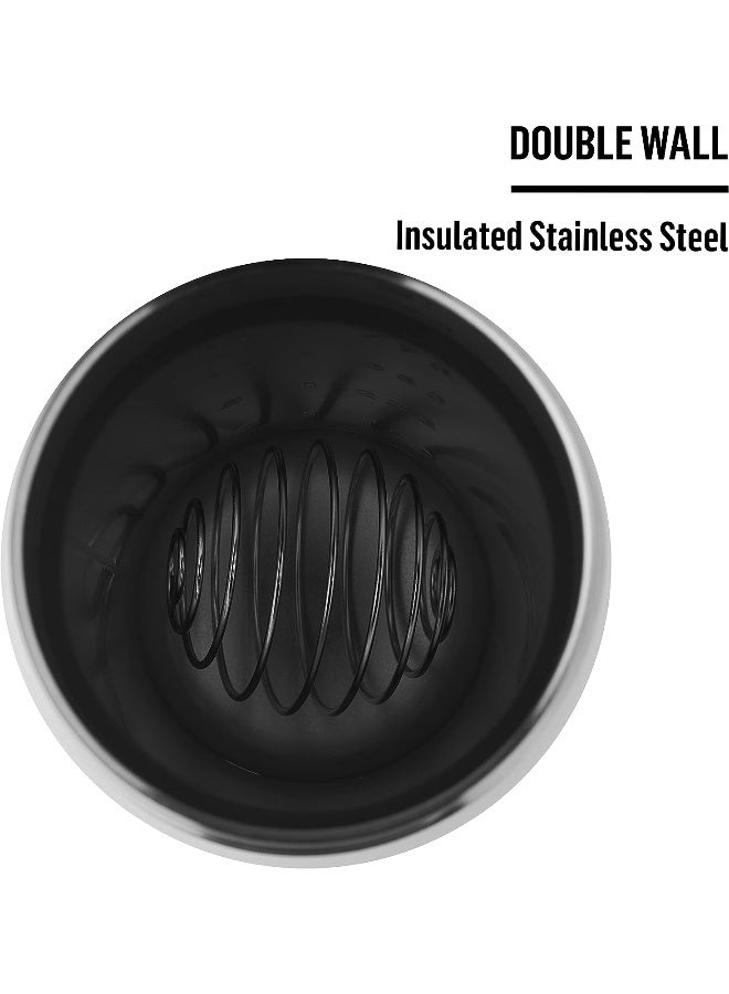 Blender Bottle زجاجة مياه معزولة من الفولاذ المقاوم للصدأ بغطاء ملتوي من Blenderbottle Strada مع خفاقة سلكية، 24 أونصة، لون أبيض  - Image 1