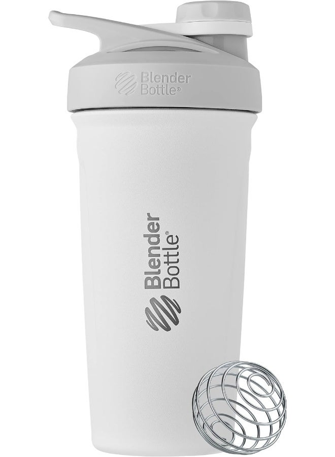 Blender Bottle زجاجة مياه معزولة من الفولاذ المقاوم للصدأ بغطاء ملتوي من Blenderbottle Strada مع خفاقة سلكية، 24 أونصة، لون أبيض  - Image 3
