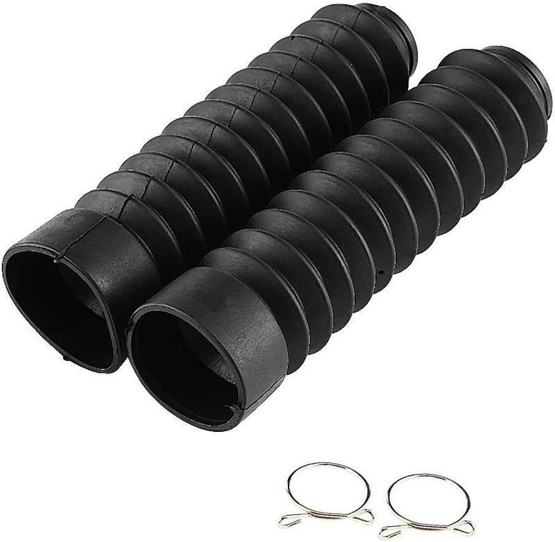 Fydun Motorcycle Front Fork Cover 2pcs 205x42mm Rubber Shock Gaiters Boot (Black) - Image 1