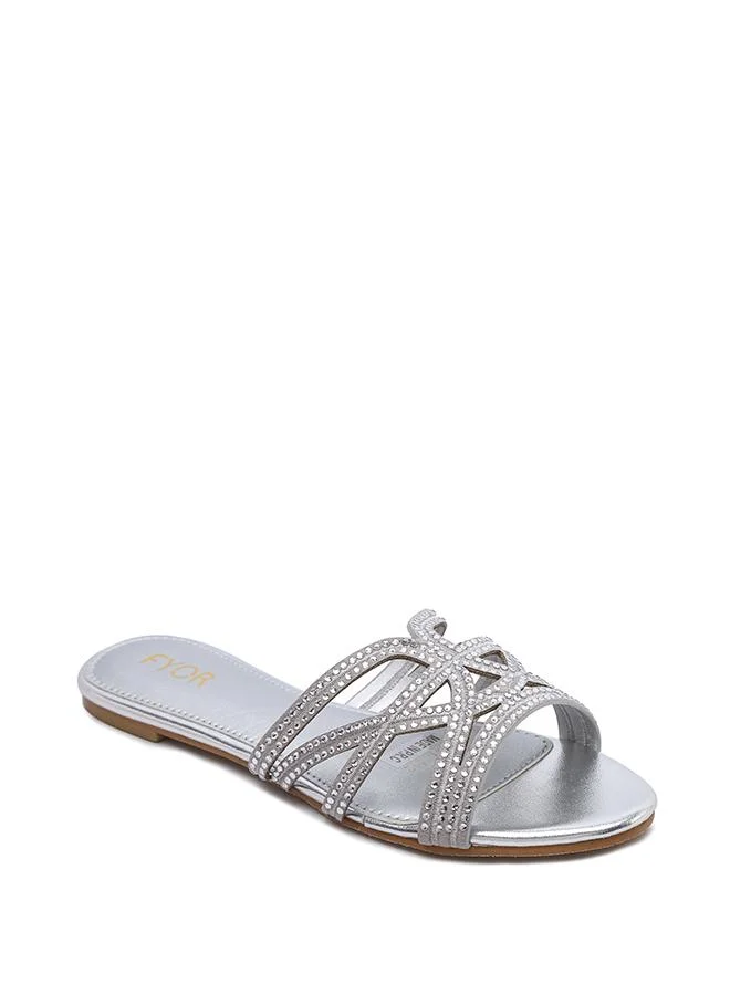 FYOR Crystal Embellished Multi-Strap Flat Sandal MY 412