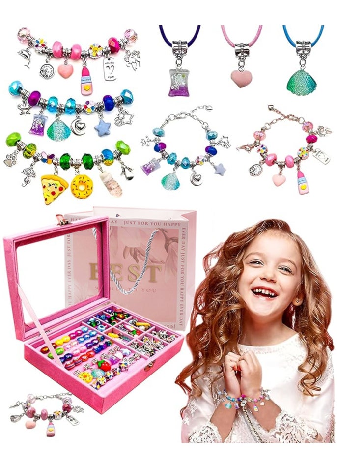 RATSAW - 78 Pack Charm Bracelet Making Kit Elegant Clay Beads and Jewelry Box with Gift Bag for DIY Craft - Image 1