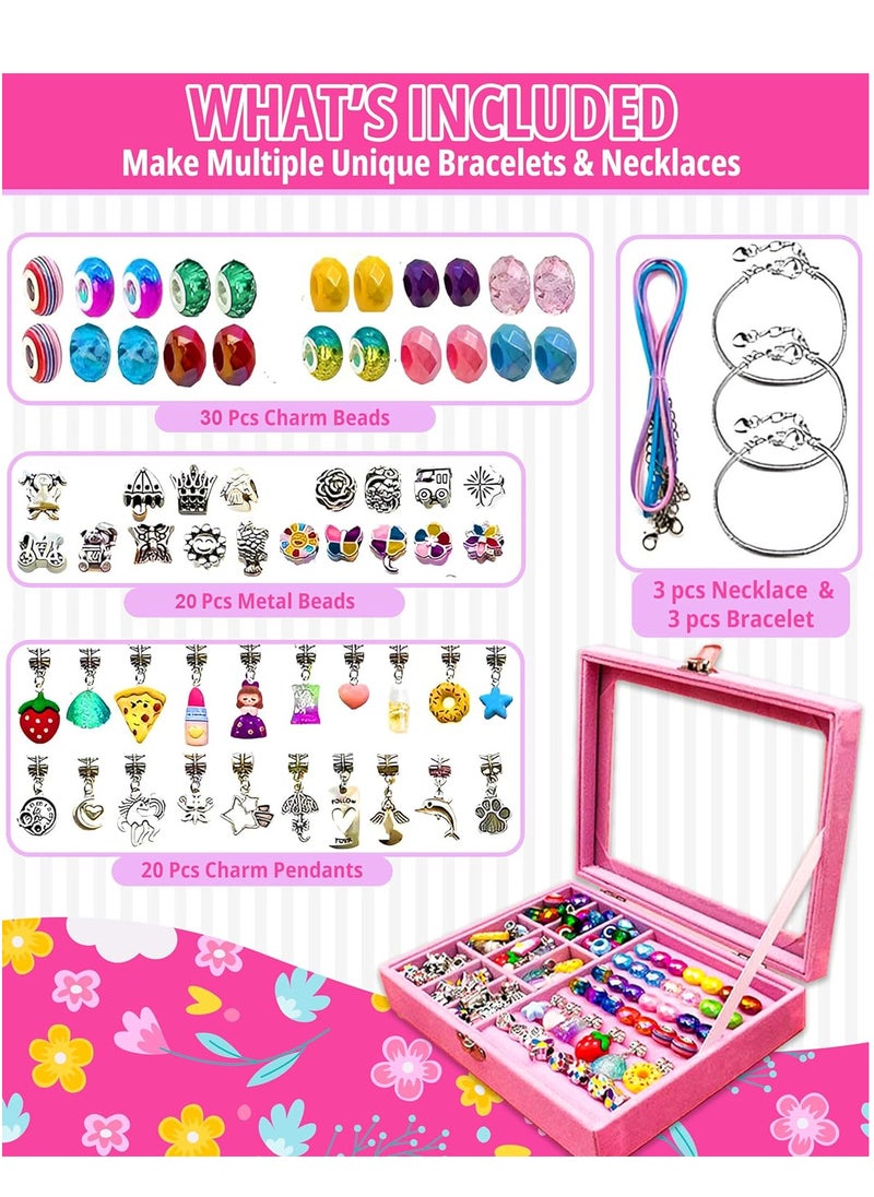 RATSAW - 78 Pack Charm Bracelet Making Kit Elegant Clay Beads and Jewelry Box with Gift Bag for DIY Craft - Image 1