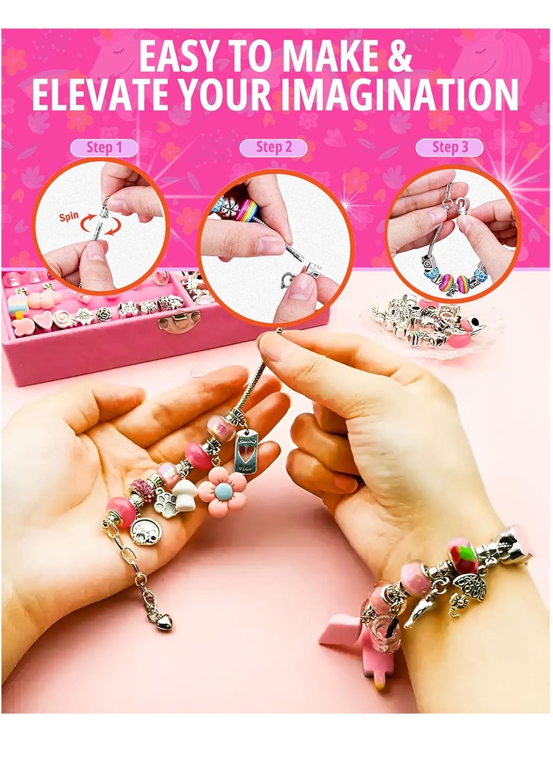 RATSAW - 78 Pack Charm Bracelet Making Kit Elegant Clay Beads and Jewelry Box with Gift Bag for DIY Craft - Image 1