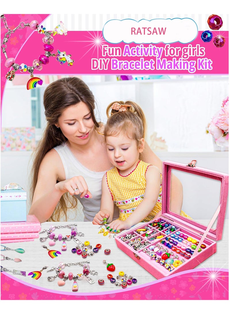 RATSAW - 78 Pack Charm Bracelet Making Kit Elegant Clay Beads and Jewelry Box with Gift Bag for DIY Craft - Image 1