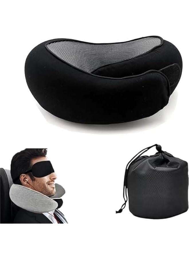 HOOKOR Neck Pillow for Traveling, Neck Travel Pillow Travel Neck Pillows for Airplanes, Neck Pillow Airplane, Travel Neck Pillow, Aircraft Memory Foam Travel Pillow for Airplanes (Black) - Image 1