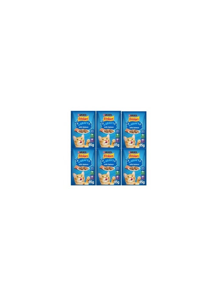Friskies Wet Cat Food Salmon in Gravy 85g × Pack of 6