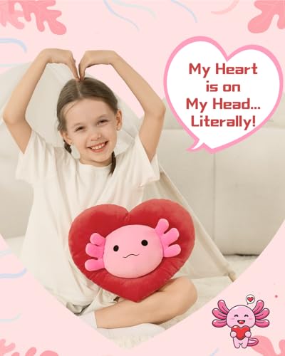 MaoGoLan Valentines Axolotl Plush with HeartShaped HoodSquishy and Soft Salamander Stuffed Animal Throw Pillow16 Loving Heart Plushie Gift for Valentines DayChristmasAnniversaryMothers Day - Image 5