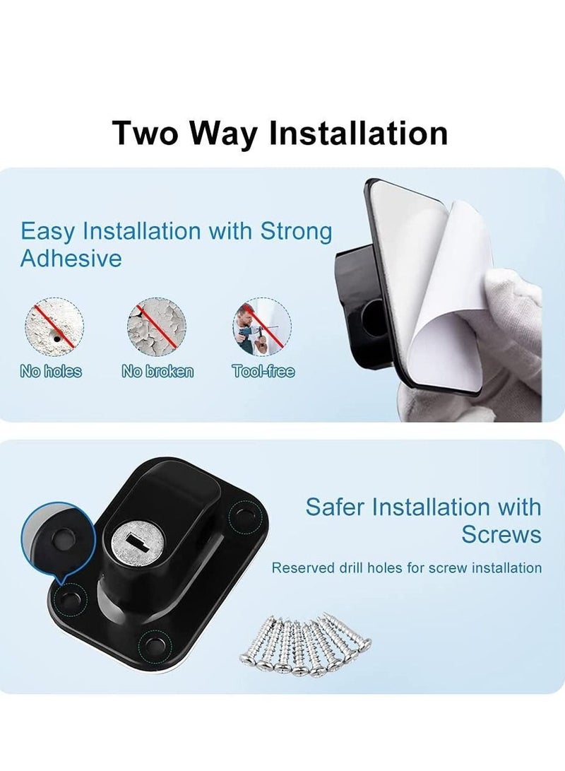 الأزرق جي دبليو Window Safety Locks Self Adhesive Baby Restrictor with Key UPVC Child Cable Lock Pet Restrictors No Drilling Kids Refrigerator for Childproof 1 Pack - Image 2