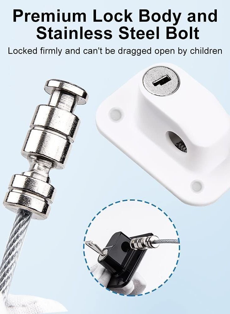 الأزرق جي دبليو Window Safety Locks Self Adhesive Baby Restrictor with Key UPVC Child Cable Lock Pet Restrictors No Drilling Kids Refrigerator for Childproof 1 Pack - Image 4