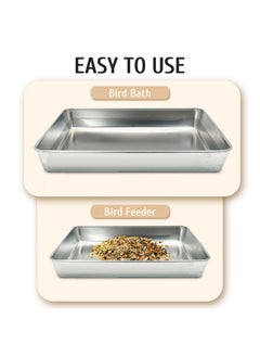 Kathson kathson Stainless Steel Bird Bath 16.14"×12.2"×2.36" Metal Bird Bath Tray Pet Bird Cleaning Accessories Bird Bathtub Bird Bath Tray Pet Shower Tub Pigeon Bathtub Bird Cage Bathtub Tray  - Image 2