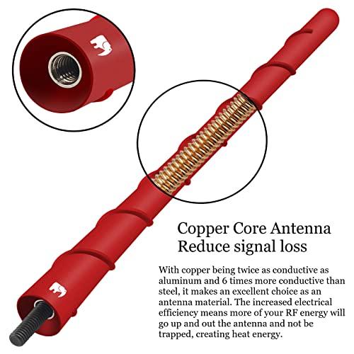 ONE250 8" inch Spiral Flexible Copper Core Antenna, Compatible with All Dodge RAM Trucks (RAM 1500, RAM 2500 or RAM 3500 1994-2024) - Designed for Optimized FM/AM Reception (Red) - Image 3