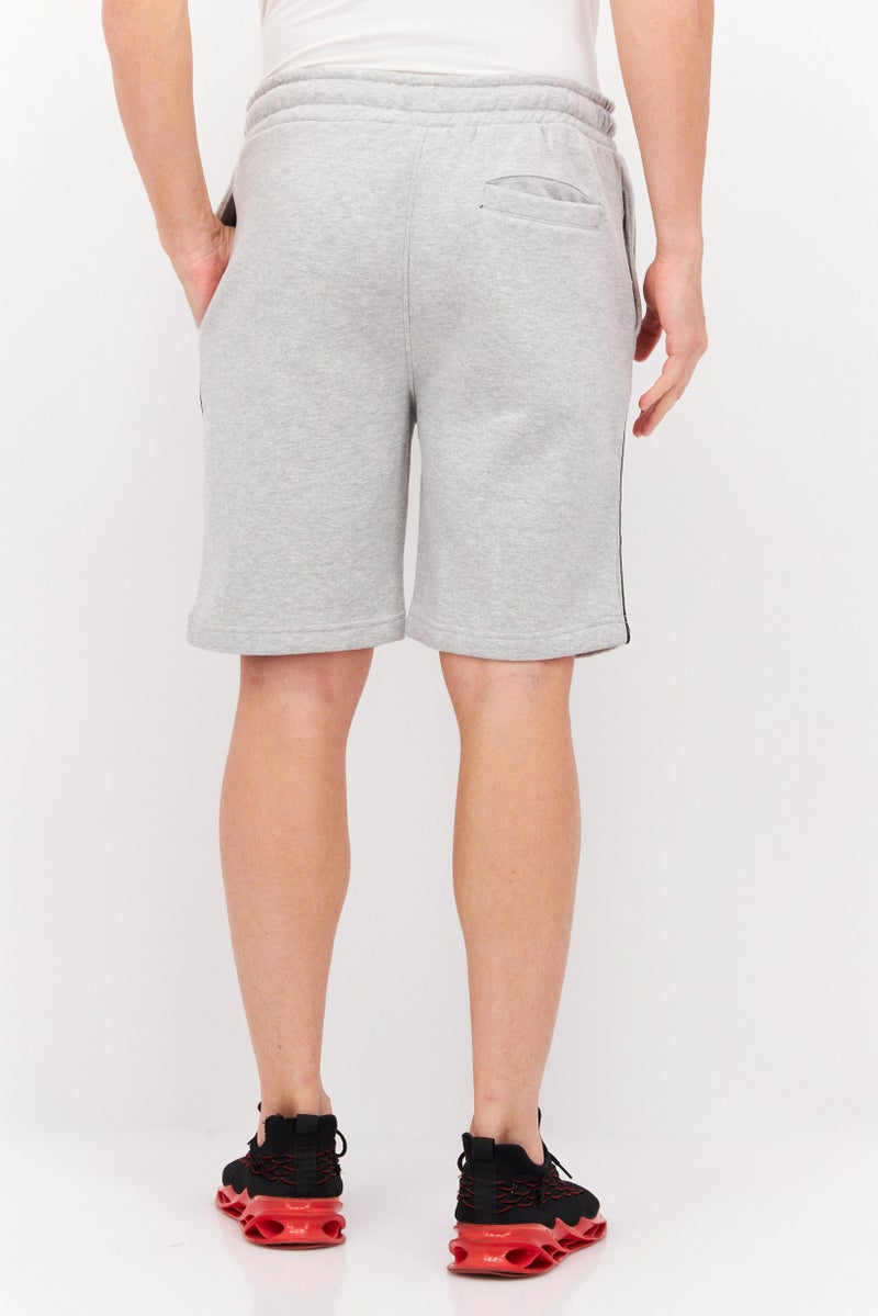 CROSSHATCH Men Drawstring Brand Logo Basic Shorts, Grey - Image 4