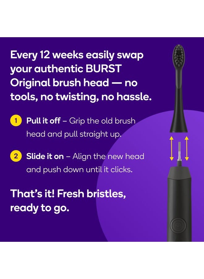 BURST Genuine Replacement Heads for Original Sonic Electric Toothbrush (Black/3 Pack) | Ultra Soft Bristles for a Deep Clean | Stain & Plaque Removal - Image 4