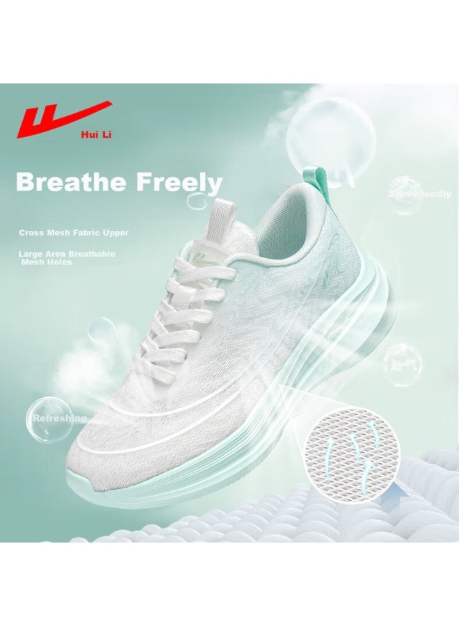 Pull Back Huili Women's Shoes, Summer Breathable Mesh Shoes, Versatile Comfortable Lightweight Soft-soled Casual Sneakers For Female Students, White And Green, Size 40 - Image 2