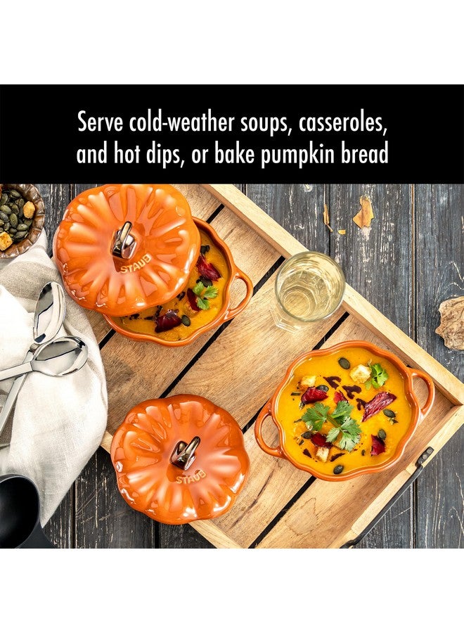 STAUB Staub Ceramic 2-pc 16-oz Petite Pumpkin Cocotte Set- Burnt Orange  - Image 2