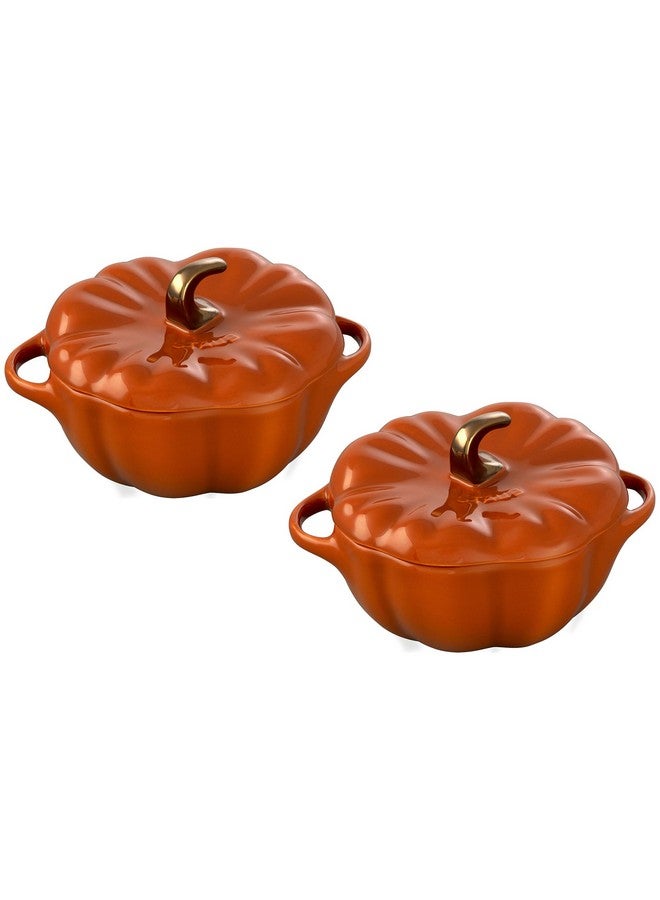 STAUB Staub Ceramic 2-pc 16-oz Petite Pumpkin Cocotte Set- Burnt Orange  - Image 1