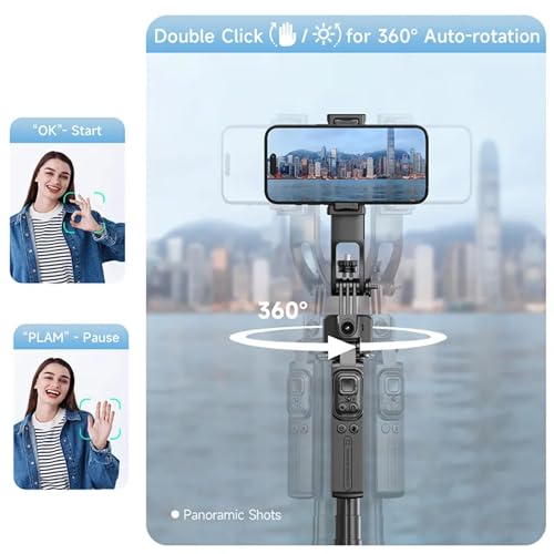 ADZOY ADL-C17 | AI Face Tracker Selfie Stick Quadripod | 360° Auto-Tracking Tripod |Smart Face Recognition | 165 CM (6 Feet) 4-in-1 Extendable Tripod Stand | Vlogging, Live Streaming & Video Recording - Image 2