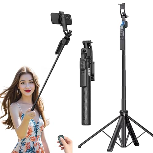 ADZOY ADL-C17 | AI Face Tracker Selfie Stick Quadripod | 360° Auto-Tracking Tripod |Smart Face Recognition | 165 CM (6 Feet) 4-in-1 Extendable Tripod Stand | Vlogging, Live Streaming & Video Recording - Image 1