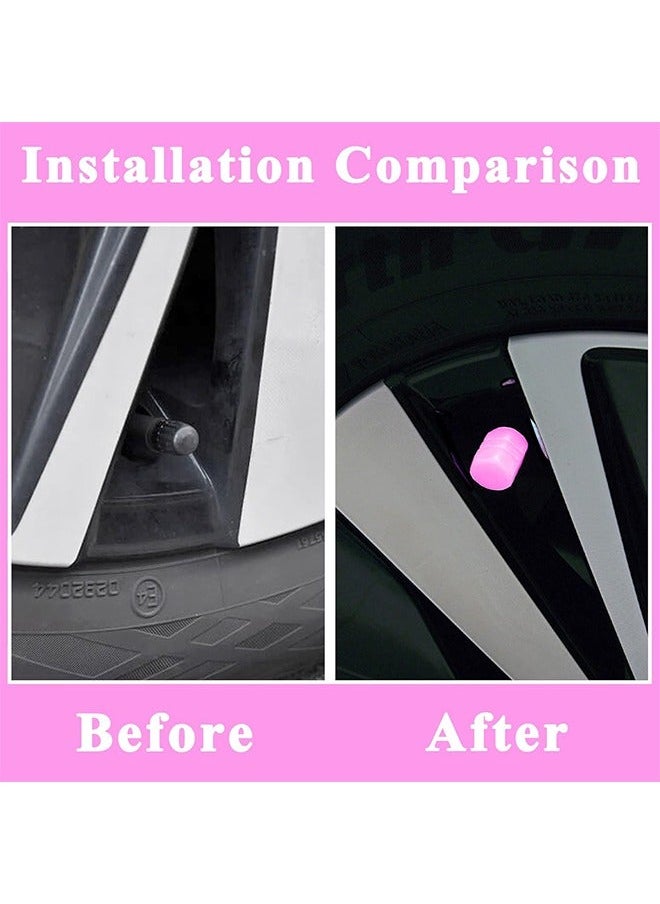 Generic - Fluorescent Car Tire Valve Stem Caps, 16Pcs Universal Luminous Tire Air Valves Stem Caps, Glow in The Dark Tire Valves Caps for Most Cars, Motorcycles, and Bicycles (Pink+Blue) - Image 1