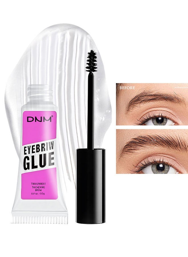 DNM Eyebrow Glue, Brow Fast Sculpt, Waterproof, Transfer-proof, Brush to Fill in Eyebrows And Cover Gray Hairs, Cruelty Free, Light Medium Brown, 01 transparent brow glue - Image 1