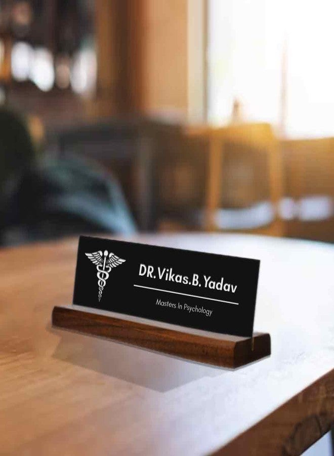 Nutcase Personalizesd Desk Name Plate - Engraved Table Sign Stand, Laser Engraved Acrylic Sign (Doctor) - Image 3
