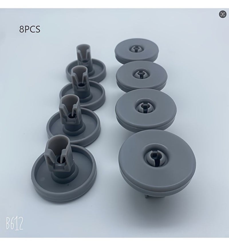 8 Pcs Grey Durable Dishwasher Replacement Wheels Flexible Lower Rack Rollers For Easy Operation And Performance Fit For Various Dishwashers - Image 1