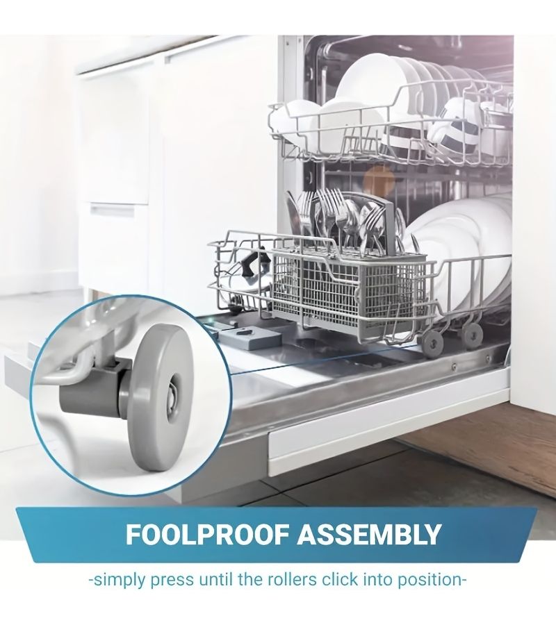 8 Pcs Grey Durable Dishwasher Replacement Wheels Flexible Lower Rack Rollers For Easy Operation And Performance Fit For Various Dishwashers - Image 2