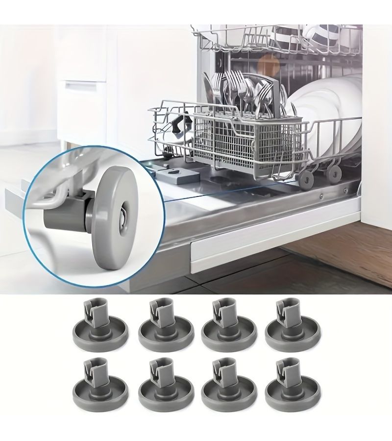 8 Pcs Grey Durable Dishwasher Replacement Wheels Flexible Lower Rack Rollers For Easy Operation And Performance Fit For Various Dishwashers - Image 3