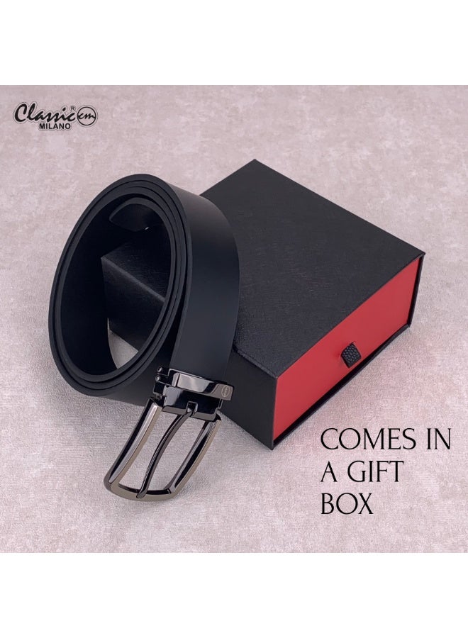 Classic Milano Genuine Leather Belt for Men – Black Formal Belt Men – Men Belts for Office & Business Wear – Mens Belt Leather with Gift Box - Image 4