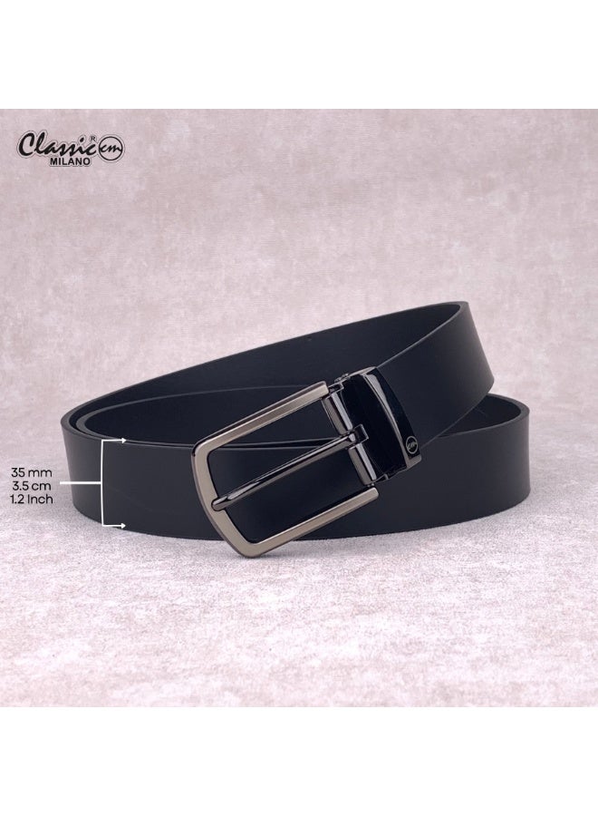 Classic Milano Genuine Leather Belt for Men – Black Formal Belt Men – Men Belts for Office & Business Wear – Mens Belt Leather with Gift Box - Image 5