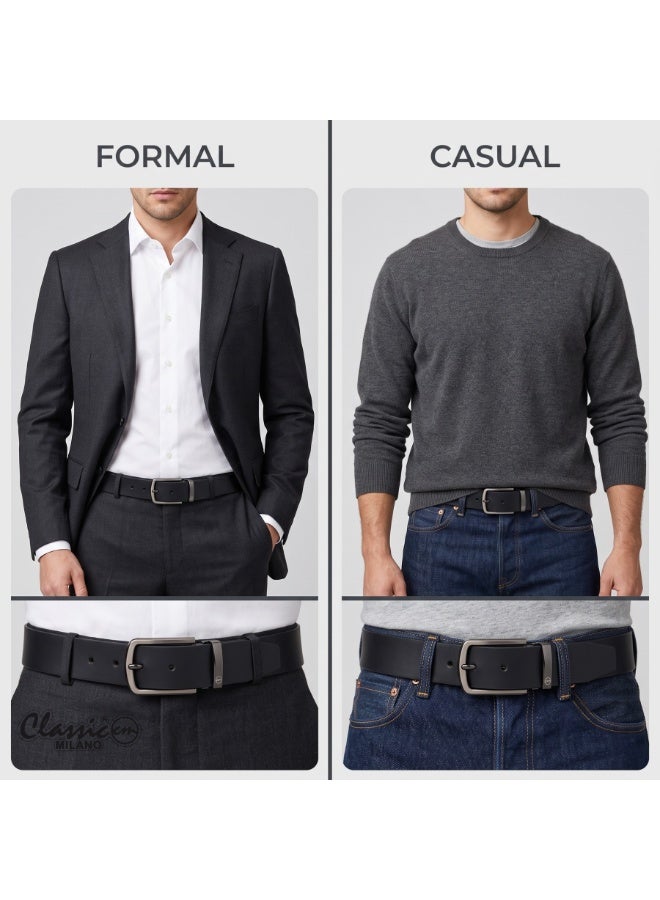 Classic Milano Genuine Leather Belt for Men – Black Formal Belt Men – Men Belts for Office & Business Wear – Mens Belt Leather with Gift Box - Image 2