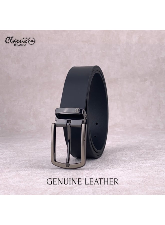 Classic Milano Genuine Leather Belt for Men – Black Formal Belt Men – Men Belts for Office & Business Wear – Mens Belt Leather with Gift Box - Image 3
