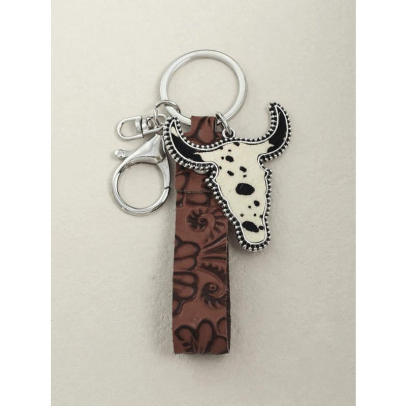 1pc Random Vintage Embossed Leather Cow Head Keychain Car Accessories Bag Charm School Cute Goth Y2k Gifts For Mother, Father, Graduation, And Teacher - Image 2