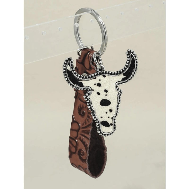 1pc Random Vintage Embossed Leather Cow Head Keychain Car Accessories Bag Charm School Cute Goth Y2k Gifts For Mother, Father, Graduation, And Teacher - Image 4