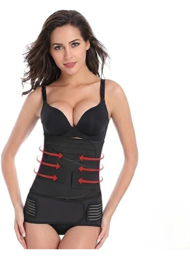 Hedge 3 in 1 Postpartum Girdle Support Recovery Belly Band Corset Wrap Body Shaper for After Birth Postnatal C-Section Waist Pelvis Shapewear Wrap Girdle Support Band Belt Body Shaper Black Size-Medium - Image 1