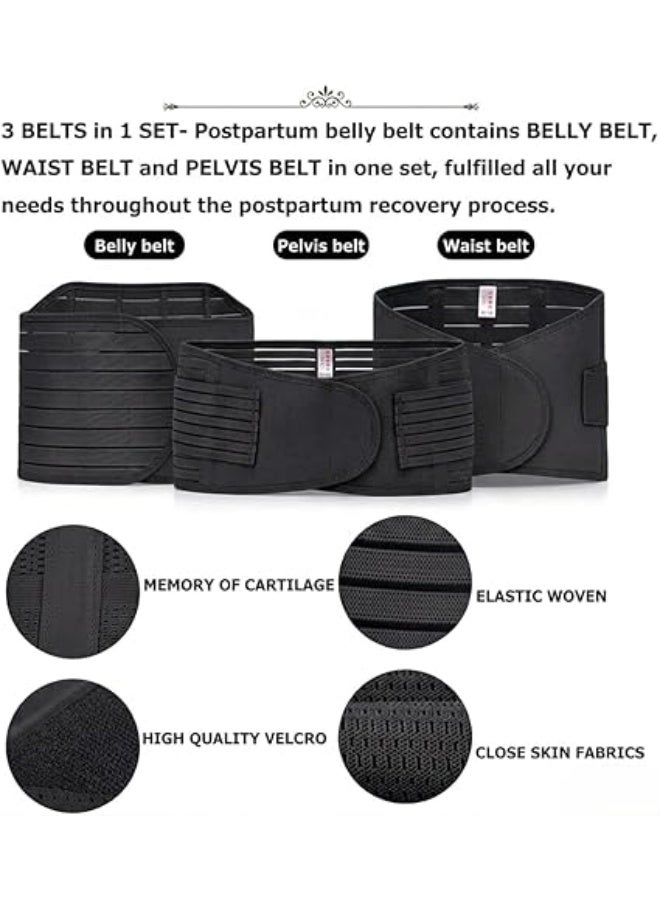 Hedge 3 in 1 Postpartum Girdle Support Recovery Belly Band Corset Wrap Body Shaper for After Birth Postnatal C-Section Waist Pelvis Shapewear Wrap Girdle Support Band Belt Body Shaper Black Size-Medium - Image 5