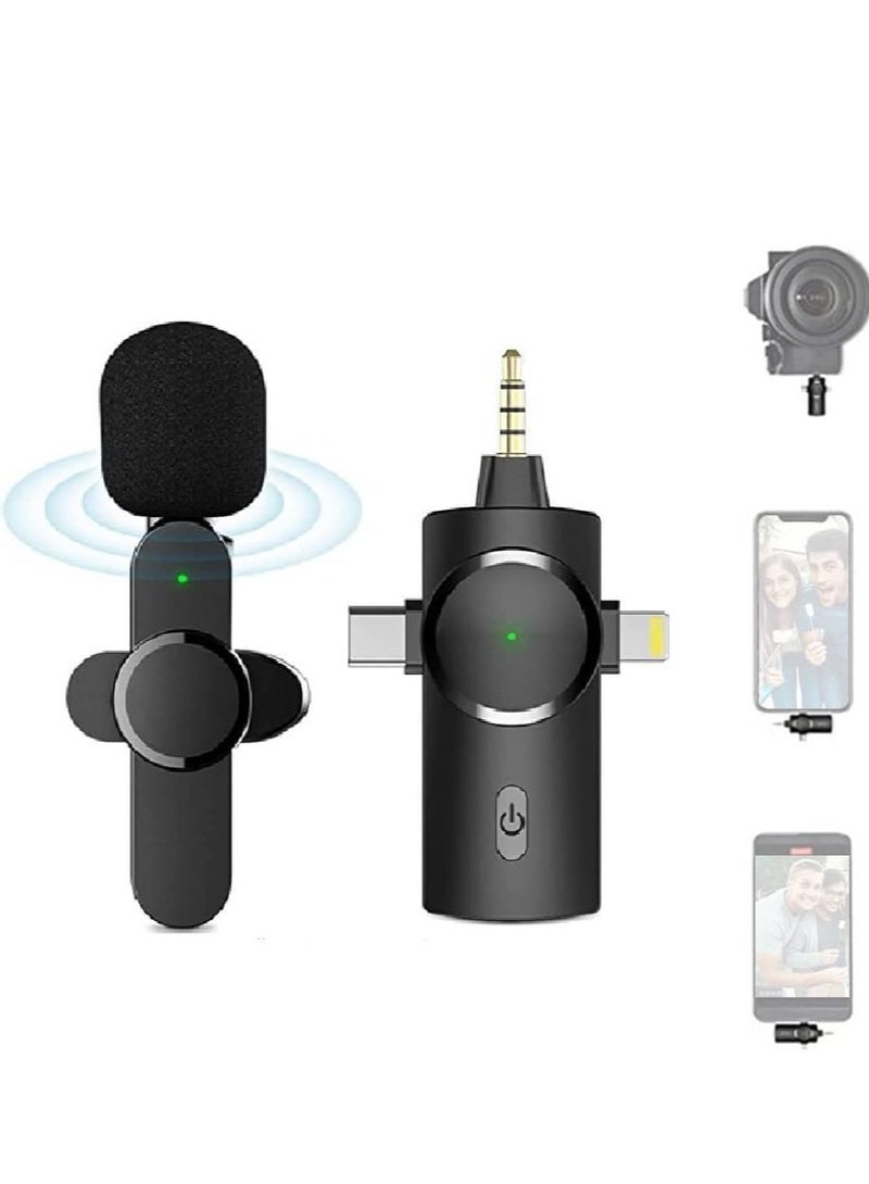 Wireless Lavalier Microphone – 3-in-1 Plug-and-Play Lapel Mic for iPhone, iPad, Android, and Camera Recording - Image 1