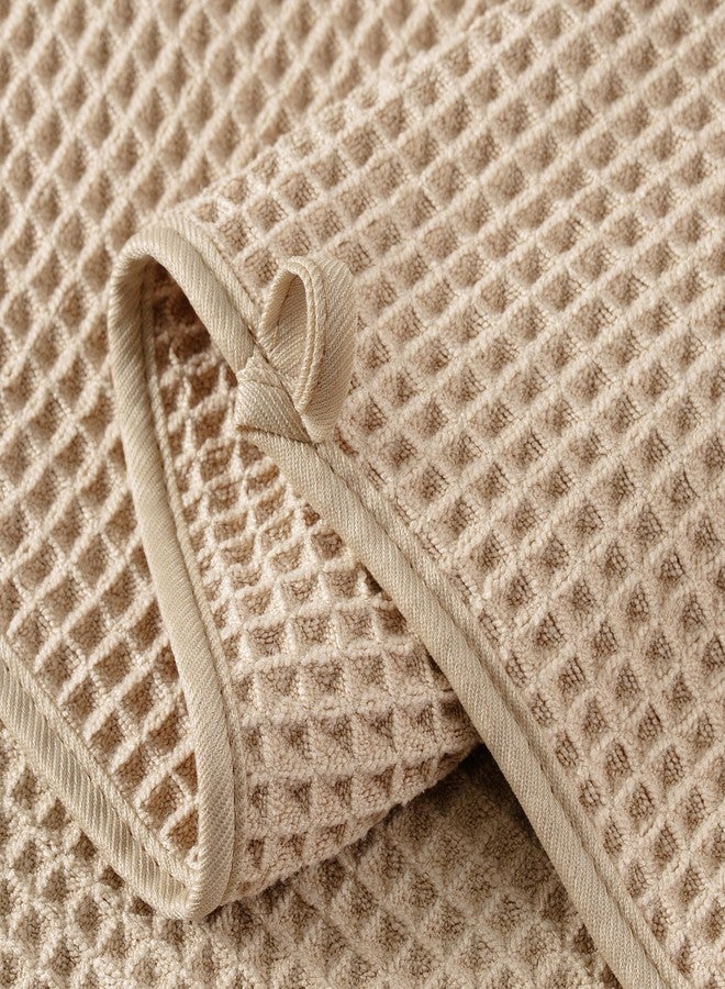 MICROFI Microfiber Waffle Hand Towels, 2 Pieces, Soft, Absorbent, Fast Drying, Lint Free (Beige) - Image 3
