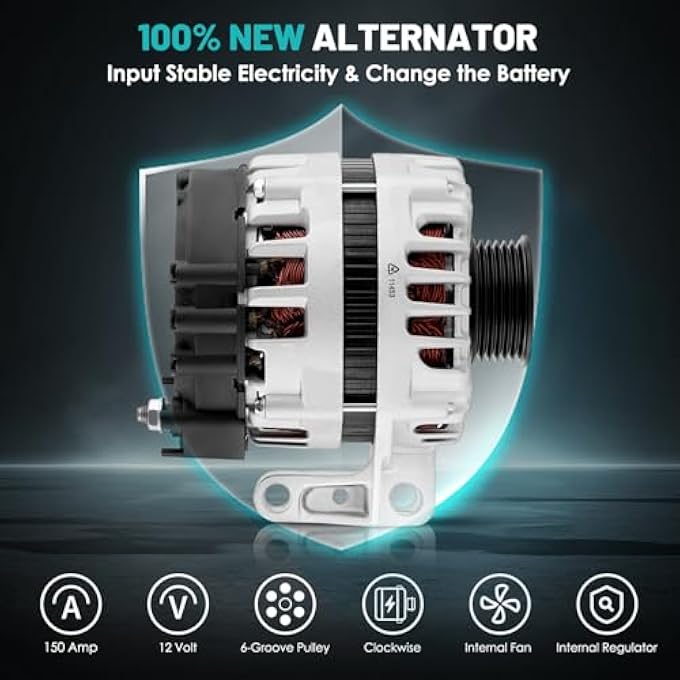 Farrme 11453 Car Alternators 150A Fit for Chevrolet Equinox Terrain SRX 10-12, Impala 12-16, Impala Limited 14-16, Captiva Sport 2012, for Buick LaCrosse 10-16 Automotive Replacement Alternators - Image 3