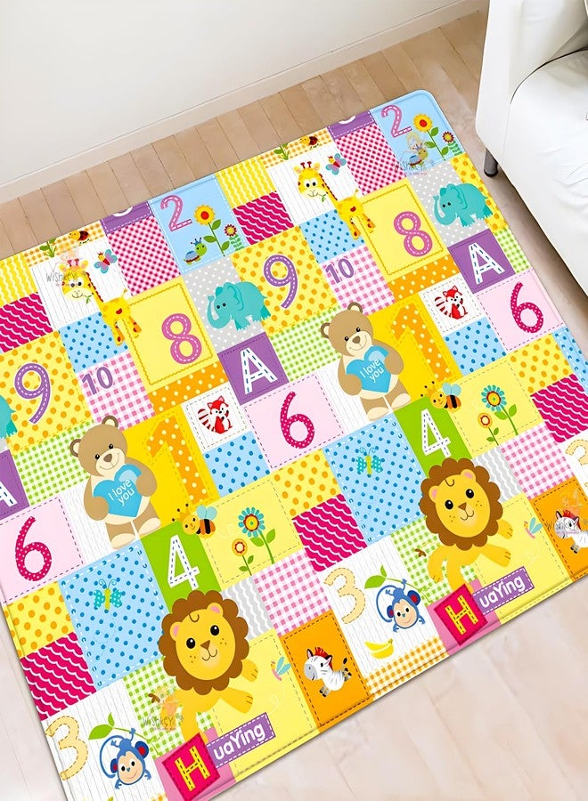 ويش كي سجادة لعب للأطفال الرضع من WISHKEY مصنوعة من إسفنج XPE بتصميم حيوانات، سجادات لعب قابلة للعكس للأطفال الرضع الذين يزحفون، سجادة لعب للأطفال الرضع، سجادة زحف، سجادة أرضية مانعة للانزلاق للأطفال الرضع، سجادة أرضية قابلة للطي للأطفال الصغار (5.8 × 4.7 قدم) - Image 1