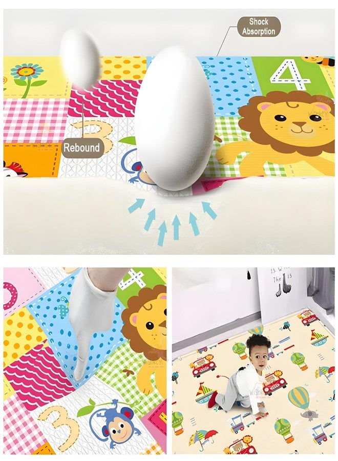 ويش كي سجادة لعب للأطفال الرضع من WISHKEY مصنوعة من إسفنج XPE بتصميم حيوانات، سجادات لعب قابلة للعكس للأطفال الرضع الذين يزحفون، سجادة لعب للأطفال الرضع، سجادة زحف، سجادة أرضية مانعة للانزلاق للأطفال الرضع، سجادة أرضية قابلة للطي للأطفال الصغار (5.8 × 4.7 قدم) - Image 5