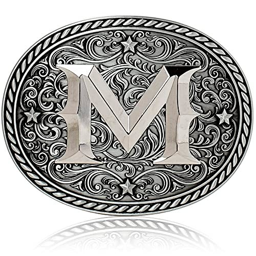 Itera Western Cowboy/Cowgirl Initial Belt Buckle-Silver- Large Letter Buckles for Men and Women - Custom Girls/Boys - Image 1