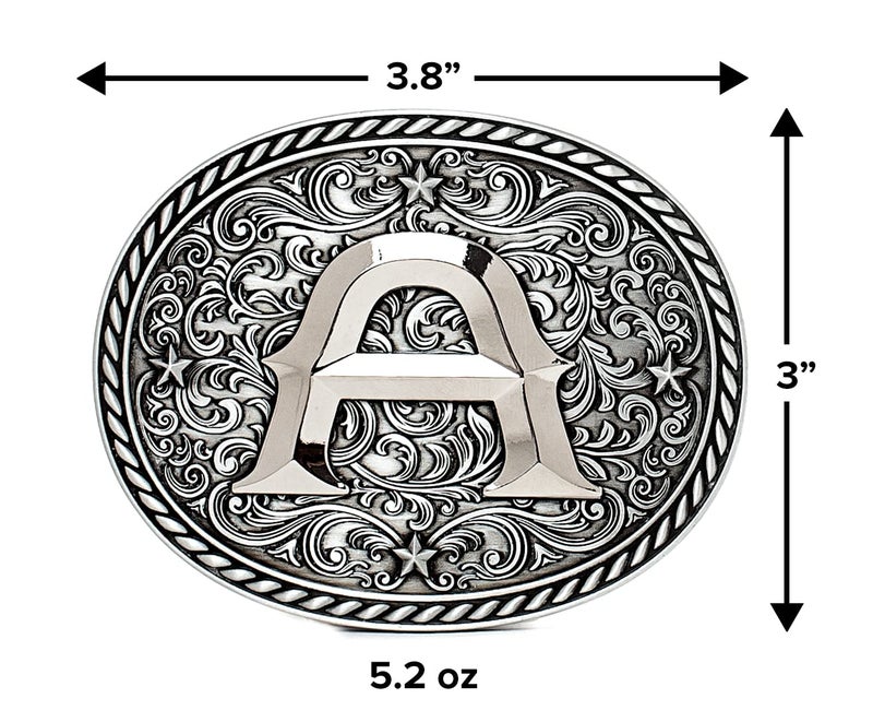 Itera Western Cowboy/Cowgirl Initial Belt Buckle-Silver- Large Letter Buckles for Men and Women - Custom Girls/Boys - Image 4