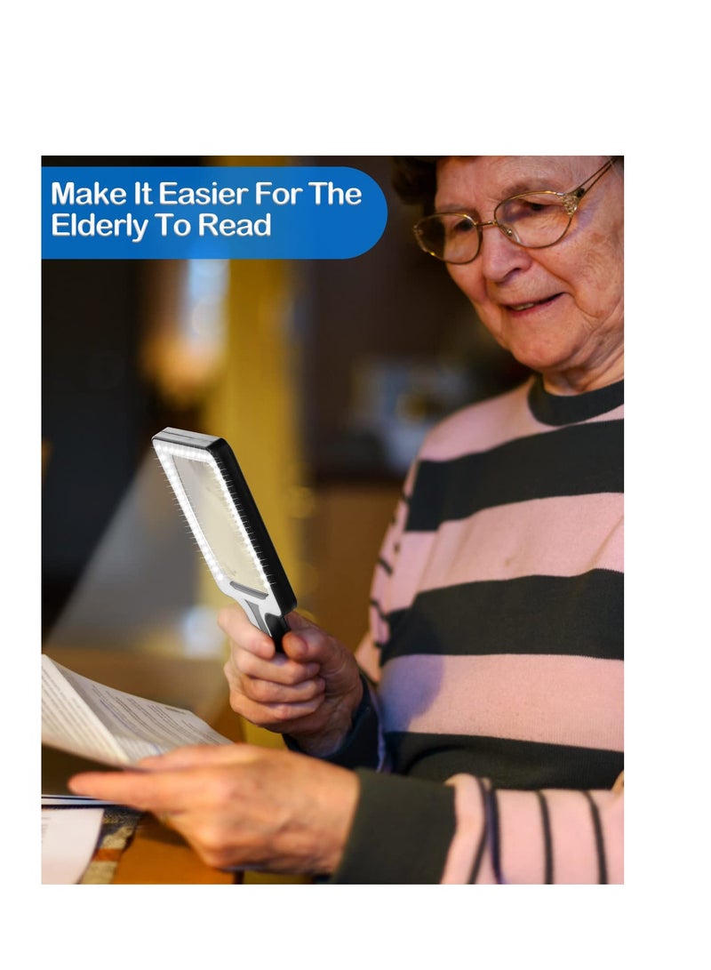 SYOSI Magnifying Glass with 50 LED Light - 3X 10X Handheld Magnifier Rectangular Magnifying Glasses with Touch Switch Reading Magnifiers for Seniors Books Small Print Coins Exploring Crafts - Image 4